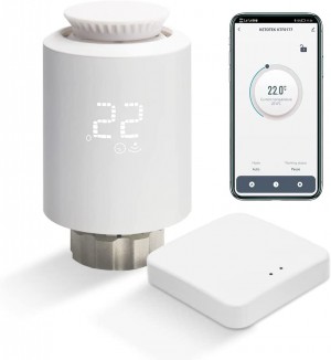Electronic Smart Radiator Thermostat Set with Zigbee Gateway WiFi Starter Kit Programmable Thermostats WiFi Intelligent Heating Control via App, Alexa Google Assistant, Smart Life, Tuya