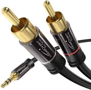 KabelDirekt 2m Pro Series Y Adapter Cable 3.5mm Male > 2 RCA Male