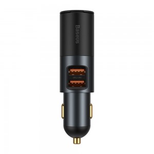Baseus Share Together car charger 2x USB / cigarette lighter socket 120W Quick Charge Power Delivery gray (CCBT-D0G)