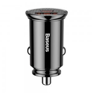 Baseus Circular PPS Universal Smart Car Charger USB Quick Charge 4.0 QC 4.0 and USB-C PD 3.0 SCP black (CCALL-YS01)