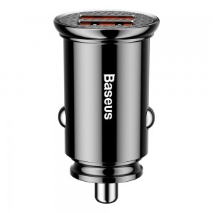 Baseus Circular Universal Smart Car Charger 2x USB QC3.0 Quick Charge 3.0 SCP AFC 30W black (CCALL-YD01)