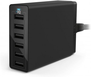 Anker Anchor 60 W Family-Sized Desktop USB Charger with 6 USB Port PowerIQ Technology for iPhone, iPad, Samsung, Nexus, HTC, Nokia, Motorola and More Black (AK-A2123313)