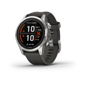GARMIN FĒNIX 7S PRO SOLAR, SILVER STAINLESS STEEL WITH GRAPHITE BAND (010-02776-01)