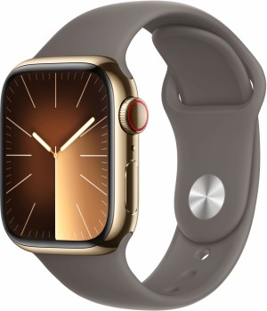 Apple Watch Series 9 GPS + Cellular 41mm Gold Stainless Steel Case with Clay Sport Band (M/ L) MRJ63