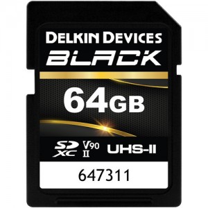 Delkin Devices SDXC 64GB BLACK UHS-II UHS-II (V90) R300/W250 Memory Card (DSDBV9064BX)