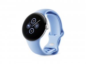 Google Pixel Watch 2 4G/LTE + Bluetooth/Wi-Fi Aluminum case in Polished Silver / sports bracelet in Bay