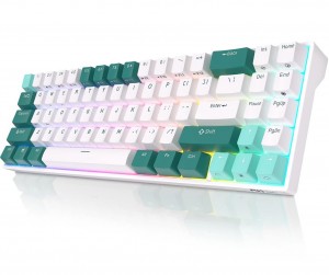 Royal Kludge RK71 TKL White/green Wireless Mechanical Keyboard | 70%, Hot-swap, Brown Switches, US