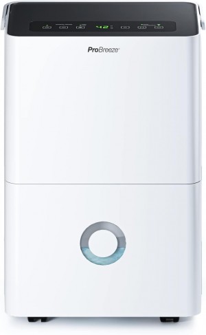 Pro Breeze Dehumidifier 30L in 24h Dehumidification Performance - Electric Dehumidifier with WLAN & App - Moisture Sensor, 4L Water Tank, Timer, Drain Hose - Against Moisture, Mould