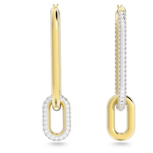Swarovski Time hoop earrings - Asymmetrical design, White, Mixed metal finish (5558341)