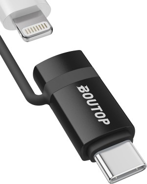 BOUTOP 60 W (Apple MFi Certified) Lightning to USB C Adapter for Fast Charging Compatible with all iPhone 15 Models (C33-1P-B)