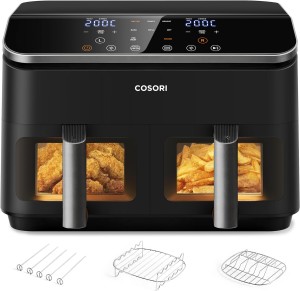 Cosori Hot Air Fryer with Double Chamber, 8.5 L Max Airfryer with Accessories