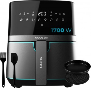 Cecotec Cecofry Full InoxBlack 5500 Pro Hot Air Fryer 5.5L with Accessories. 1700W, Compact and Digital, Diet Fryer, Stainless Steel Design, Oil-Free, PerfectCook (‎03318)