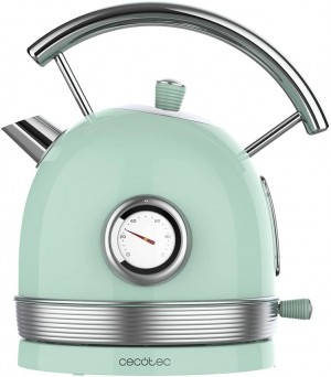 Cecotec ThermoSense 420 Green Kettle 1.8 Litre Capacity 2200W Temperature Display 360º Base Stainless Steel Vintage Style Green
