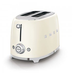 Smeg Toaster 2 slice Cream, Glossy 50s Style Aesthetic TSF01CREU