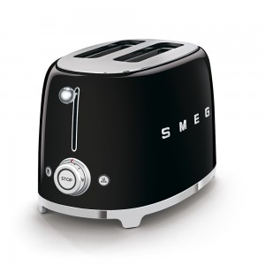 Smeg Toaster 2 slice Black, Glossy 50s Style Aesthetic TSF01BLEU