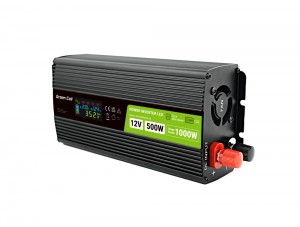 Green Cell Power Inverter LCD 12V 500W/1000W Car Inverter with Display - Pure Sine Wave (INVGC12P500LCD)