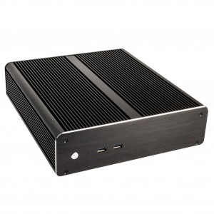 Akasa Euler M Fanless Mini-ITX Case, 80W Power Supply, OEM - black (A-ITX19-M1BV208E)