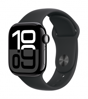 Apple Watch Series 10 GPS 46mm Jet Black Aluminium Black Sport Band S/M MWWP3