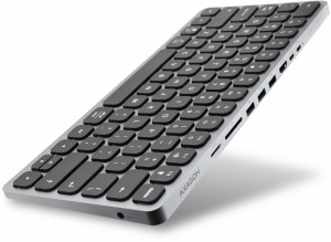 AXAGON HMC-KB keyboard USB-C 5Gbps with HUB, microSD/SD, 3x USB-A, HDMI 4K/60Hz, PD 100W, Audio, US layout
