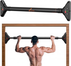 Sportneer pull up bar load capacity up to 200kg, horizontal bar without screws 75-94cm extendable, door bar with 16.5x4.5cm PVC Mats