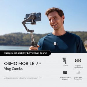 DJI Osmo Mobile 7P Vlog Combo (DJI Mic Mini Transmitter Arctic White