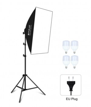 Puluz PU5071EU 50x70cm Studio Softbox + 2m Tripod Mount + 4 x E27 20W 5700K White Light LED Light Bulb Photography Lighting Kit