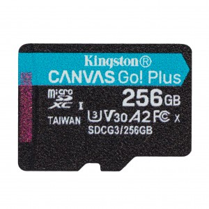 Kingston Technology 256GB microSDXC Canvas Go Plus Gen4 200R A2 U3 Single Pack w/o ADP