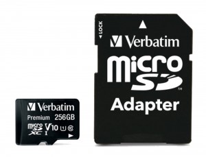 Verbatim micro‑SDXC Memory Card 256 GB UHS‑I Premium Class 10 + SD Adapter