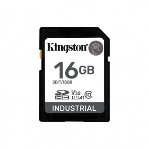 Kingston Industrial 16GB SDHC Memory Card UHS-I U3 Class 10 V30 Black SDIT/16GB