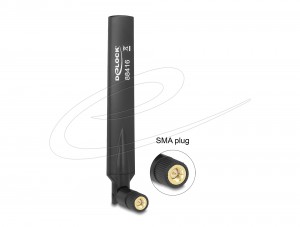 Delock GSM UMTS Antenna SMA Plug 1.0 - 3.5 dBi omnidirectional with tilt black (88416)