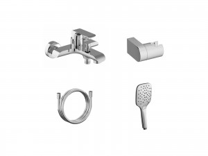 Ravak FL 022.00CR.+S Wall-mounted Bathtub Tap With Shower Set Chrome (X07S113)