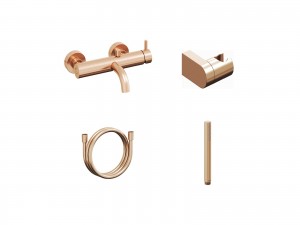 Ravak ES 022.60RGB.+S Wall-mounted Bathtub Tap With Shower Set Rose Gold Brushed (X07S127)