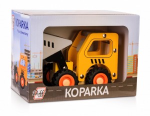 Wooden car with tires Excavator