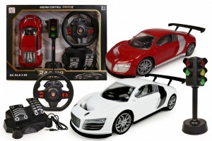 R/C car with steering wheel and light signals
