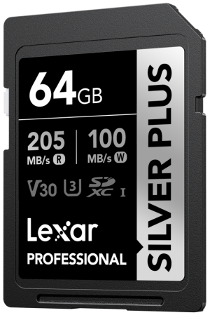 Lexar SDXC Professional SILVER Plus UHS-I/U3/A2/4K R205/W100 (V30) 64GB