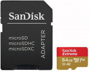 Sandisk memory card microSDXC 64GB Extreme Action + adapter