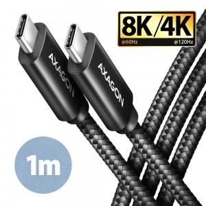 AXAGON BUCM432-CM10AB NewGEN+ cable USB-C <-> USB-C, 1m, USB4 Gen 3×2, PD 100W, 8K HD, ALU