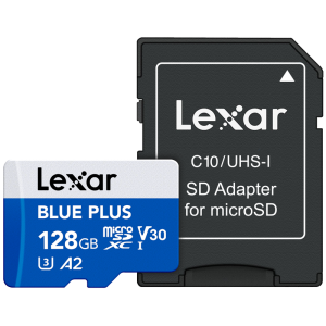 Lexar microSDHC Blue Plus UHS-I with SD adapter, up to 170MB/s read C10/A2/U3 (V30) 128GB
