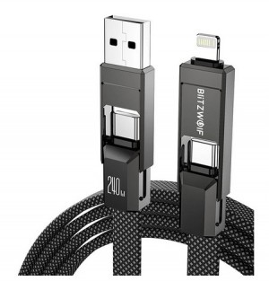 Blitzwolf BW-HDC7 4-in-1 USB+C+Lightning cable 240W 1.2m (black)