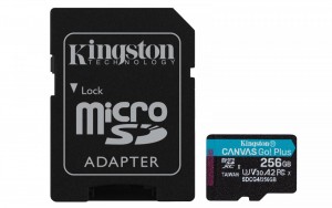 KINGSTON 256GB UHS-I microSD Memory Card with SD Adapter (Class 10, U3, V30)