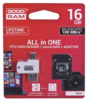 Goodram M1A4-0160R12 memory card 16 GB MicroSDHC Class 10 UHS-I