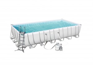 Bestway Power Steel Rectangular 7.32m x 3.66m x 1.32m, Grey/Blue