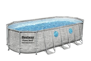 Bestway Power Steel 56716-4 above ground pool Framed pool Oval 13430 L Grey