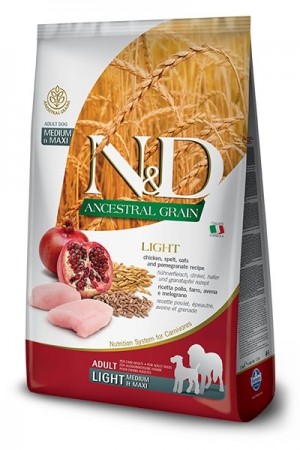 Farmina N&D Ancestral Grain Dog Light Chicken Spelt Oats and Pomegranate Adult Medium and Maxi 12kg (8010276030511)