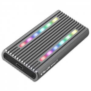 Qoltec Enclosure for drive M.2 SSD | SATA | NVMe | RGB LED | USB-C | 4TB (52272)
