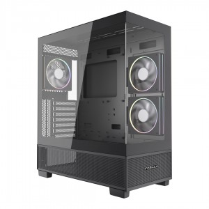 Gembird Gaming case Fornax X550 aquarium type, ATX, 2x USB 3.2 + 1x USB type-C, black