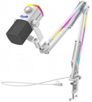 FIFINE AmpliGame AM8W PROT wired microphone with stand and RGB backlight|USB/XLR