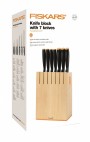 Fiskars Birchwood Knife Block with 7 Knives (1018781)