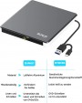 BUNUD External CD/DVD Drive USB 3.0 Type-C CD DVD Writer with SD/TF & USB Slots
