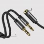 Joyroom AUX splitter cable 3.5 mm mini jack (female) - 2x 3.5 mm mini jack (male - microphone and headphones) 0.2 m black (SY-A05)